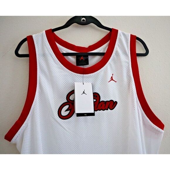Jordan DZ3371-100 Women's Plus Sz 1X White/Gym Red Jersey-Style Mesh Tank Top - Picture 4 of 8